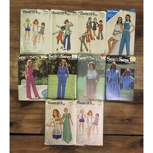 Butterick See & Sew Sewing Patterns Lot Of 10 Various (8 Uncut / 2 Cut) Vintage
